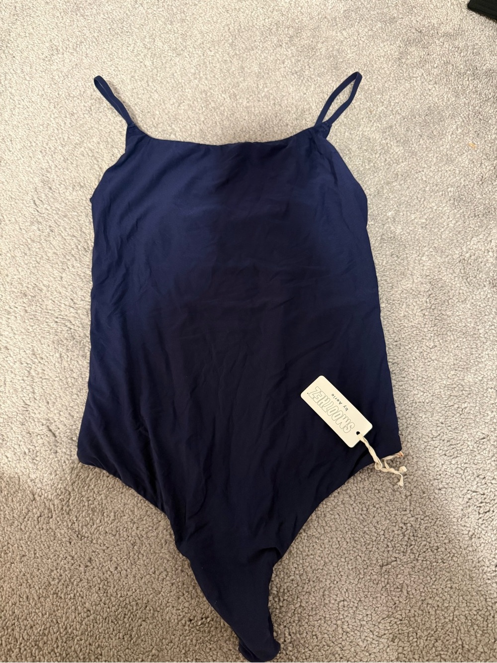aerie Smoothiez Navy Scoop Neck Bodysuit